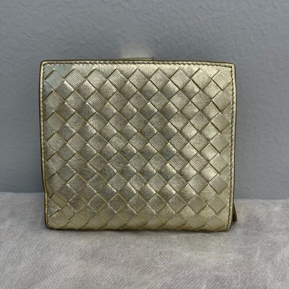 BOTTEGA VENETA Gold Intrecciato Leather Wallet with Coin Pouch - Preowned - Picture 2 of 15